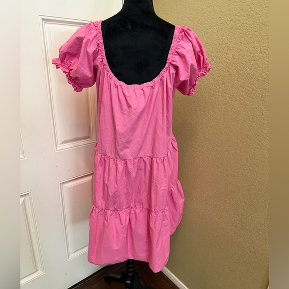 BURU Pink Puff Sleeve Tiered Dress - Picture 3 of 4